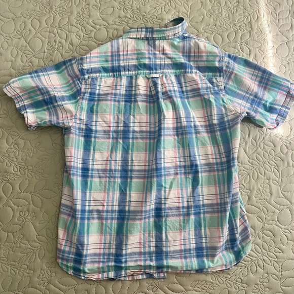 Caribbean Casual Male Plaid Shirt - Blue and Green - Picture 4 of 4